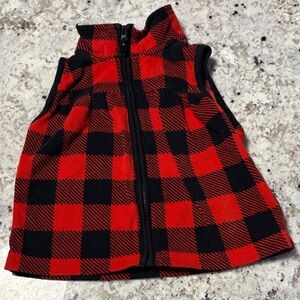 Carter's Girls Red and Black Plaid Vest